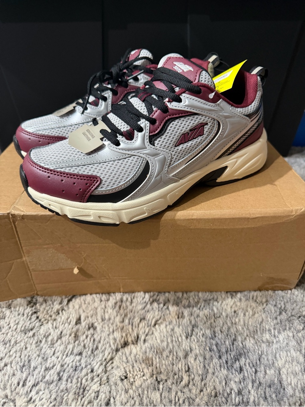 Avia Burgundy and Gray Breathable Athletic Sneakers